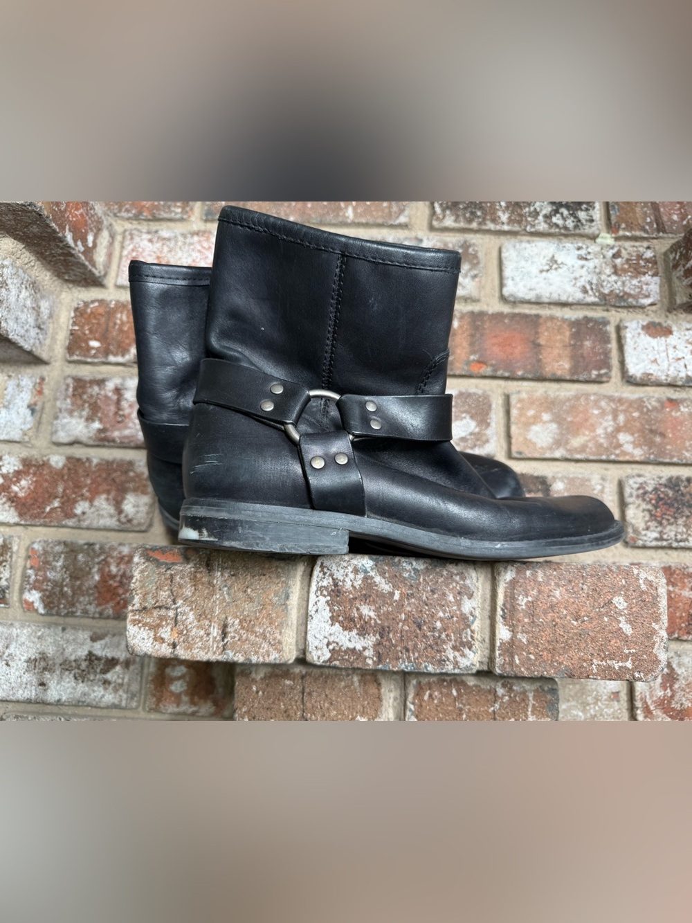 House of Harlow 1960 Black Leather Harness Ankle Boots